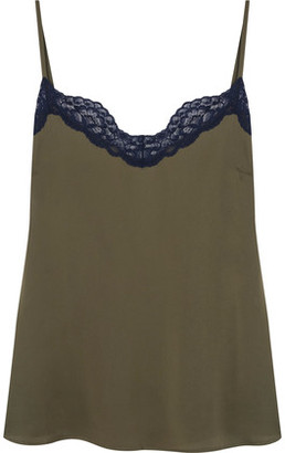 Iris and Ink Eloise Lace-Trimmed Crepe De Chine Camisole
