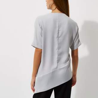 River Island Womens Light grey asymmetric hem T-shirt
