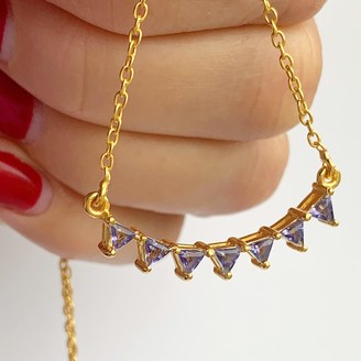 Fool's Gold Amethyst Triangle Curve Necklace