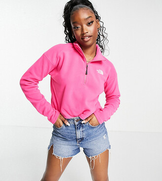 The North Face 100 Glacier 1/4 zip cropped fleece in pink