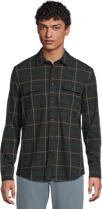 Faherty Legend Sweater Shirt Men's Clothing Maine Sky Plaid : SM, Viscose/Polyester/Elastane