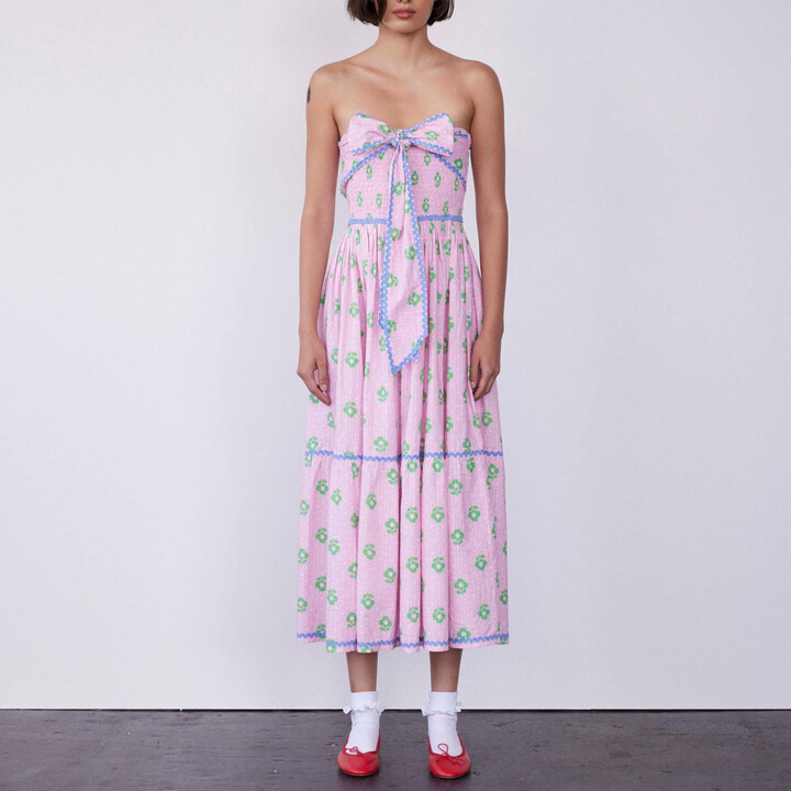 Damson Madder Pia Floral CottonSeersucker Midi Dress ShopStyle
