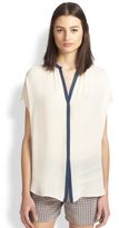 Thumbnail for your product : Vince Contrast Placket Silk Blouse