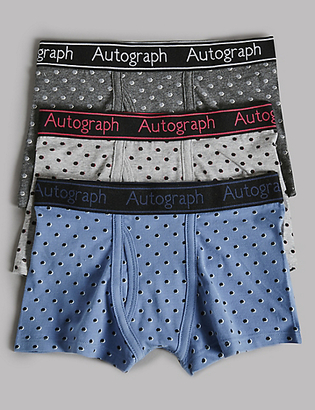 Autograph 3 Pack Printed Cotton Trunks with Stretch (6-16 Years)