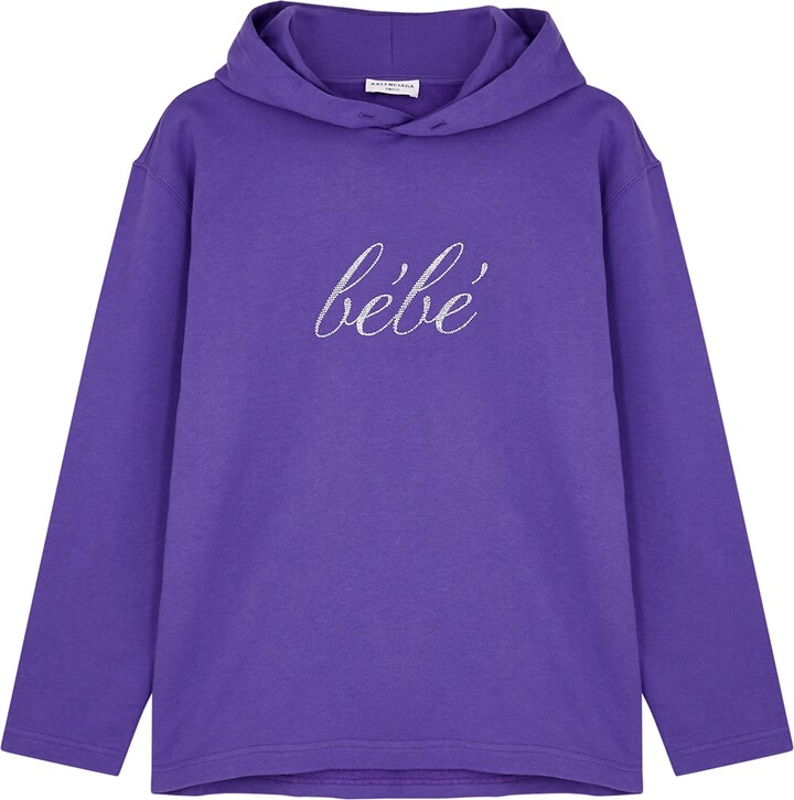 Balenciaga Bébé Purple Embellished Hooded Cotton Sweatshirt - ShopStyle