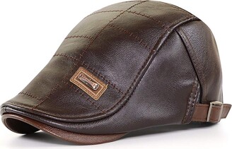 Govicta Men Adjustable PU Leather Ivy Cap Newsboy Hat Fishing Hat for Men 