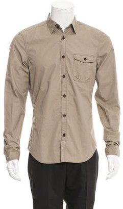 Burberry Suede-Trimmed Woven Shirt
