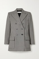 Thumbnail for your product : Saint Laurent Double-breasted Checked Wool Blazer - Black