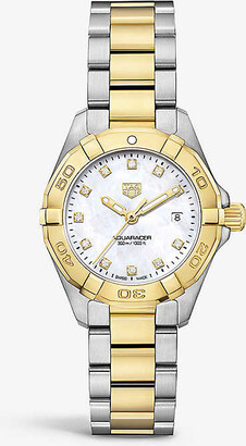Tag Heuer WBD1422.BB0321 Aquaracer 18ct yellow gold-plated stainless-steel, 0.08ct diamond and mother-of-pearl quartz watch