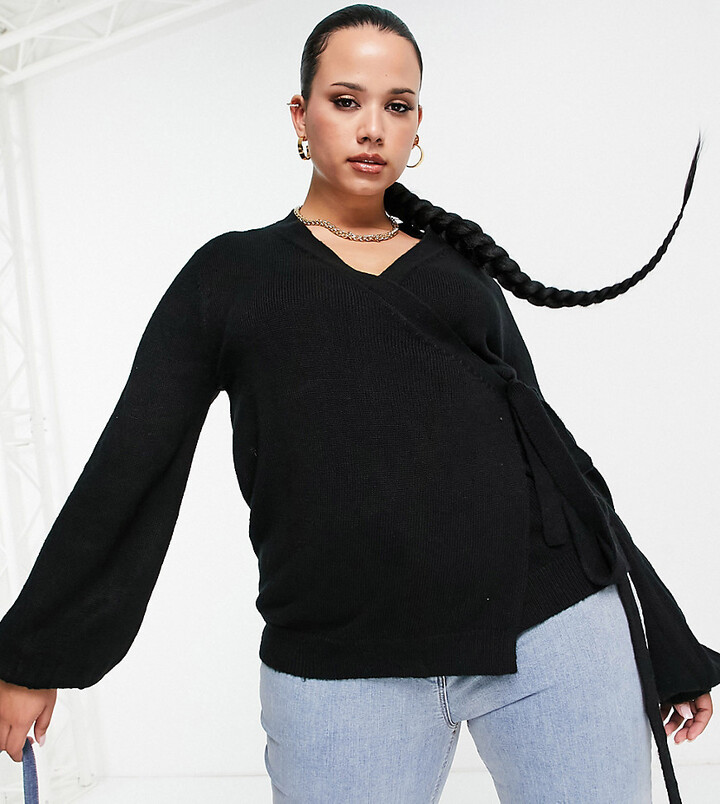 black balloon sleeve sweater