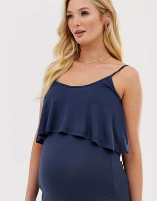 New Look Maternity strappy double layer maxi dress in navy