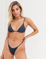 Thumbnail for your product : Twiin Mariah micro string bikini bottom in navy glitter
