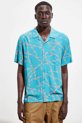 Urban Outfitters Barbed Wire Rayon Short Sleeve Button-Down Shirt