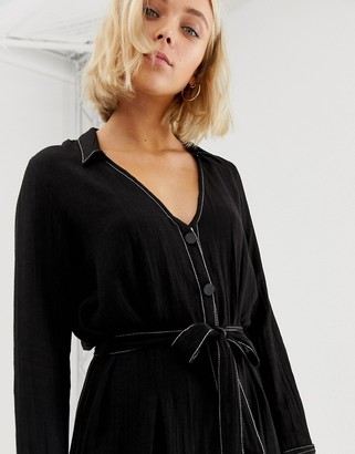 Pimkie contrast stitch dress in black