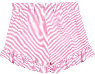 Il Gufo Ruffle Striped Seersucker Shorts