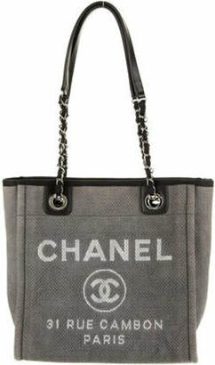 CHANEL Canvas Sequin Small Deauville Tote Charcoal 633266