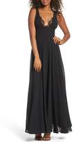 Thumbnail for your product : Lulus Lace Trim Chiffon Maxi Dress