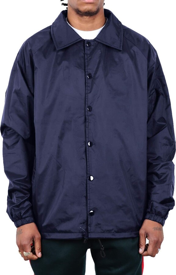 Shaka Wear Men's Coach Jacket – Classic Windbreaker Nylon Water Resistance  Relaxed Fit Snaps Blank Coat - blue - Large - ShopStyle Outerwear