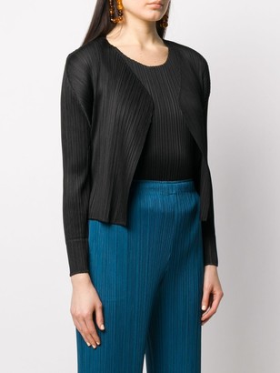Pleats Please Issey Miyake Micro-Pleated Cropped Cardigan