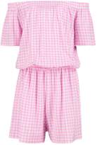 Thumbnail for your product : boohoo Girls Frill Top Bardot Gingham Playsuit