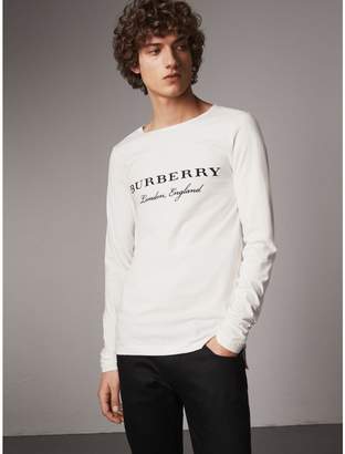 Burberry Long-sleeve Embroidered Cotton Top