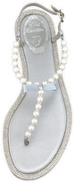 Thumbnail for your product : Rene Caovilla Pearly & Crystal Flat Thong Sandal, Silver