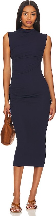 Enza Costa Silk Knit Sleeveless Twist Midi Dress