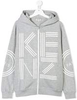 Thumbnail for your product : Kenzo Kids TEEN logo print zip-up hoodie