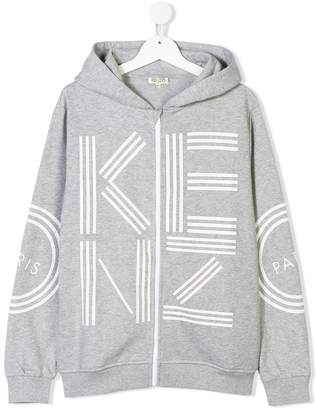 Kenzo Kids TEEN logo print zip-up hoodie