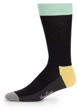 Happy Socks Colorblock Cotton-Blend Socks/Black