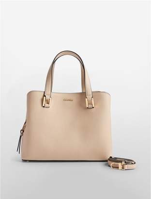 Calvin Klein saffiano leather triple compartment satchel