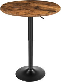 Height-Adjustable Cocktail Table For Small Space, 22 X 22 X 35, Rustic And Black