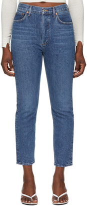AGOLDE Blue Dark Riley Straight Crop Jeans