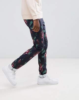 ASOS DESIGN TALL Skinny Pants In Oversized Rose Print