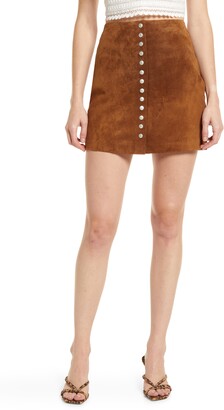 lined suede mini skirt