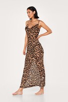 Thumbnail for your product : Nasty Gal Womens Leopard Print Cowl Neck Beach Cover Up Dress - Brown - 10