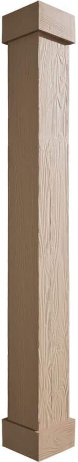 10 in. x 12 ft. Sand Blasted Endurathane Faux Wood Non-Tapered Square Column Wrap with Standard Capital and Base