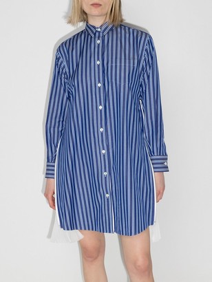 Sacai Stripe-Pattern Long-Sleeve Shirtdress