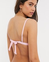 Thumbnail for your product : Topshop crinkle bikini top in pale pink