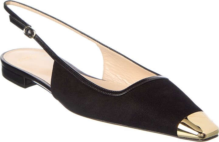 Alexandre Birman Olivia Suede & Leather Slingback Flat