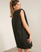 Thumbnail for your product : ASOS DESIGN padded shoulder sleeveless mini t-shirt dress in black