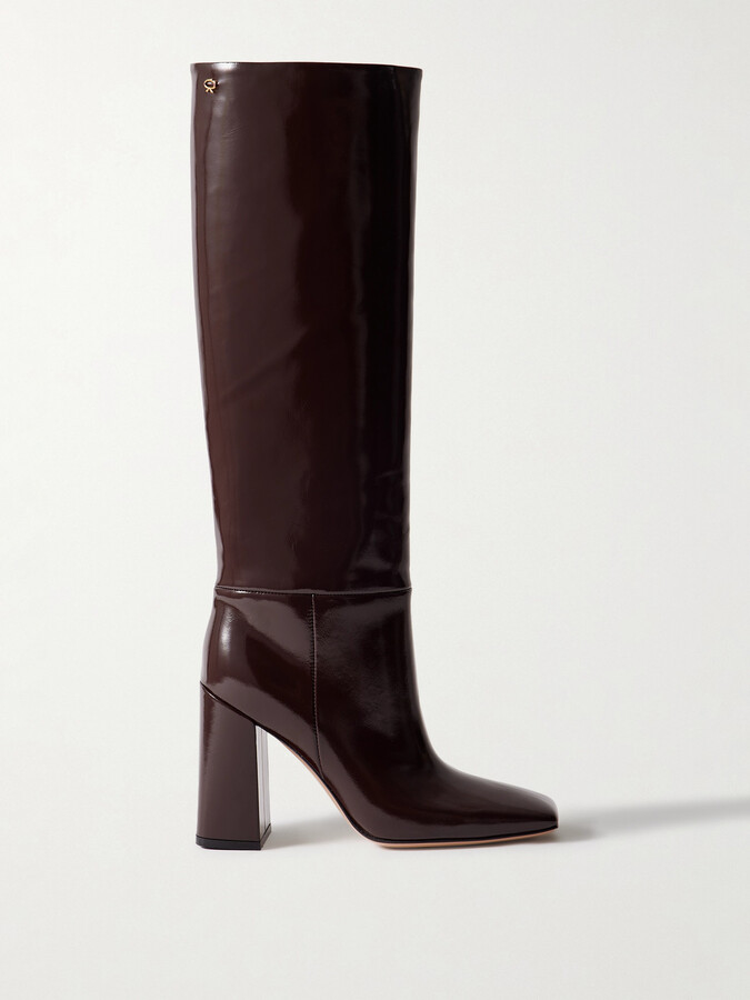 Gianvito Rossi Vanta 95 Patent-leather Knee Boots - Burgundy