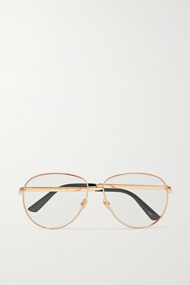 Gucci Aviator-style Gold-tone Optical Glasses