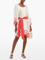 Thumbnail for your product : Innika Choo Frida Burds Embroidered Cotton Mini Dress - Cream