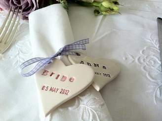 The Handmade Mug Company Wedding Napkin Tie And Place Name Heart