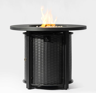 Latitude Run Propane Gas Fire Pit Table, 50000 BTU Round Steel Fire Pit