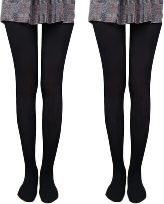 YOEUN 2 pcs Women Fleece Lined Leggings Flawless Legs Fake Translucent Warm  Fleece Pantyhose Winter Tights 85g-500g (Black A+Black B - ShopStyle