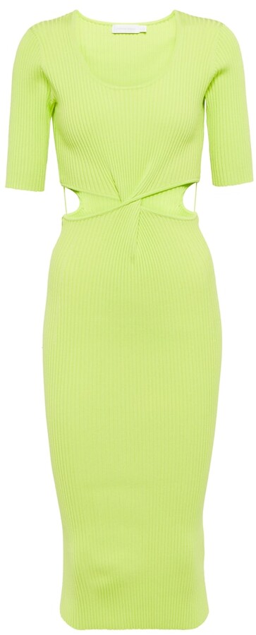 Simkhai Collette ribbed-knit cutout midi dress