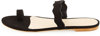 Loeffler Randall Petal Nubuck Wavy Slide Sandal, Black