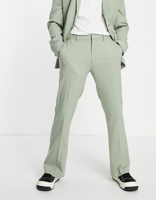 ASOS DESIGN flare suit pants in sage green - ShopStyle
